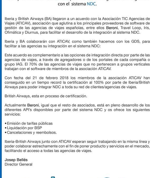 Beroni ha desenvolupat en temps record la integració NDC de Iberia y British.