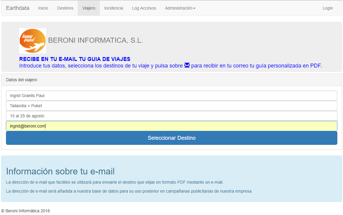 earthdata online generación guía turística personalizada para el viajero de la agencia de viajes