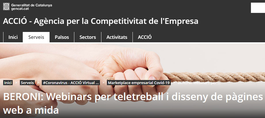 Beroni forma parte del Marketplace Covid-19 impulsado por ACCIÓ