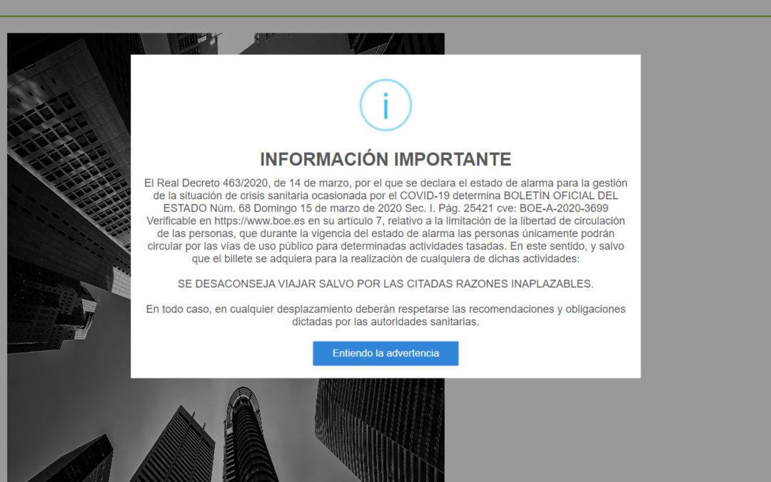 Wasabi-s: Nuevo mensaje al iniciar una búsqueda en Vuelos, Tren y Vuelo+Hotel